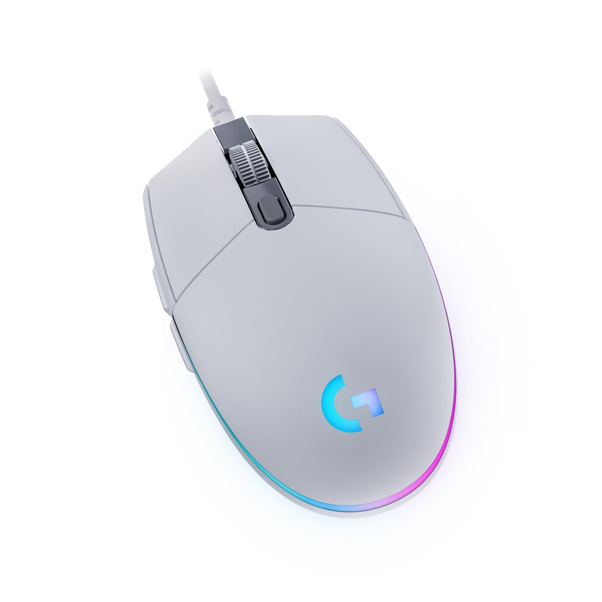 Logitech G203 Wired Gaming Mouse, 8,000 DPI, Rainbow Optical Effect LIGHTSYNC RGB, 6 Programmable Buttons, On-Board Memory, Screen Mapping, PC/Mac Computer and Laptop Compatible - White