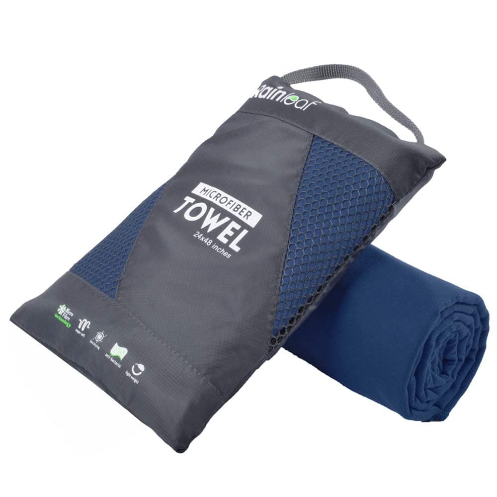 Rainleaf Microfiber Towel Perfect Travel & Gym & Camping Towel. Quick Dry - Super Absorbent - Ultra Compact - Lightweight