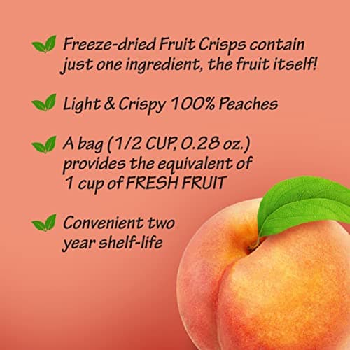 Brothers All Natural Freeze Dried Fruit Crisps, Peach, 0.28 Oz (Pack of 24), Made with 100% Fruit, Gluten Free, Soy Free, Vegan, Heathy Snack, Lunch Box Ready