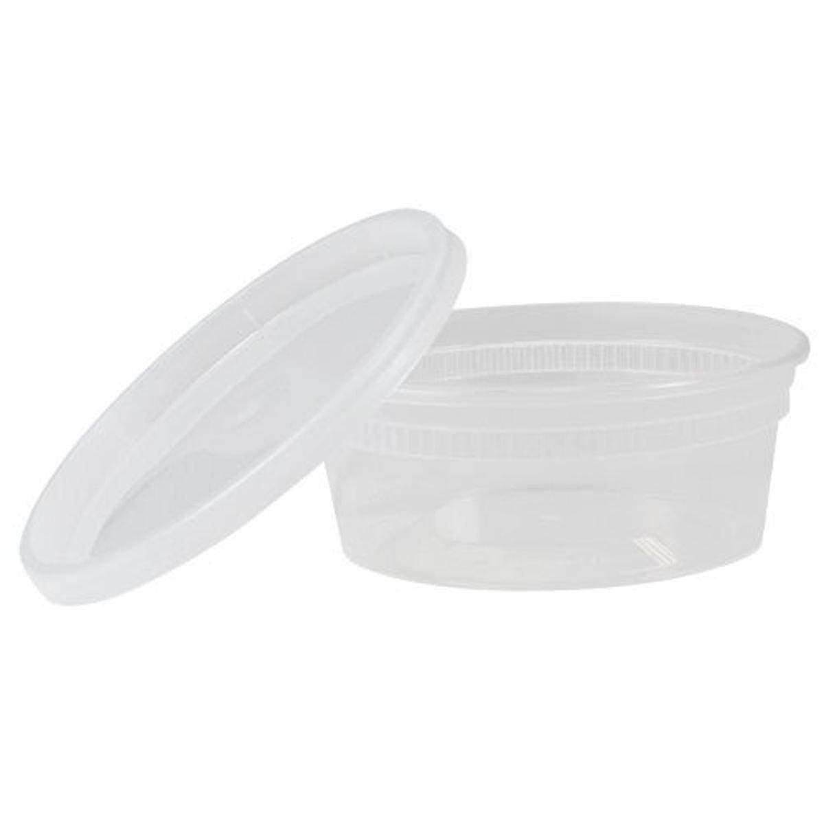 TRIPAK Plastic Microwaveable Food Containers with Lids 8 oz | BPA Free | Stackable | Leakproof | Microwave/Dishwasher/Freezer Safe