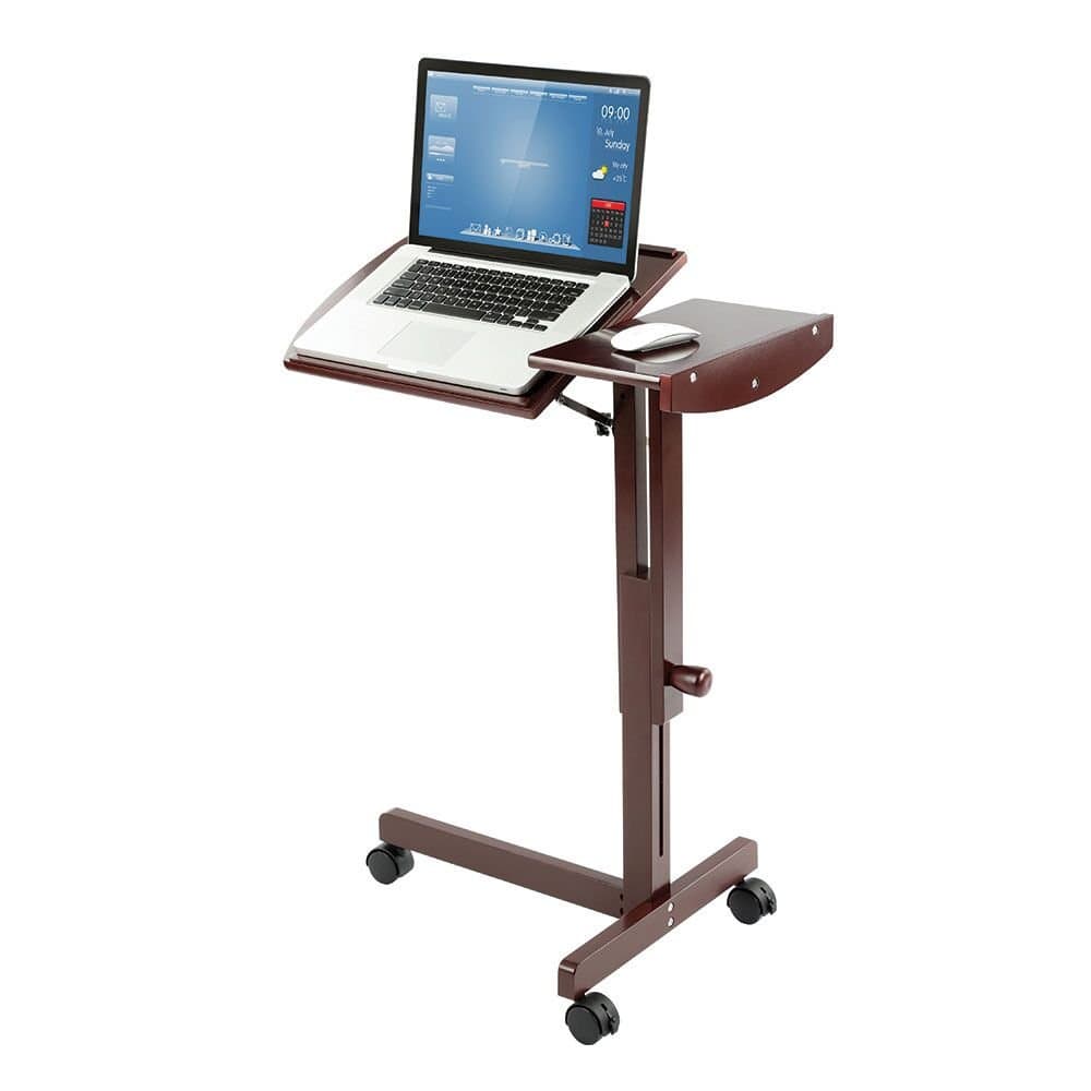 TravenPal Wood Tilt-Top Table Laptop/Desk Cart with Side Table Walnut Color