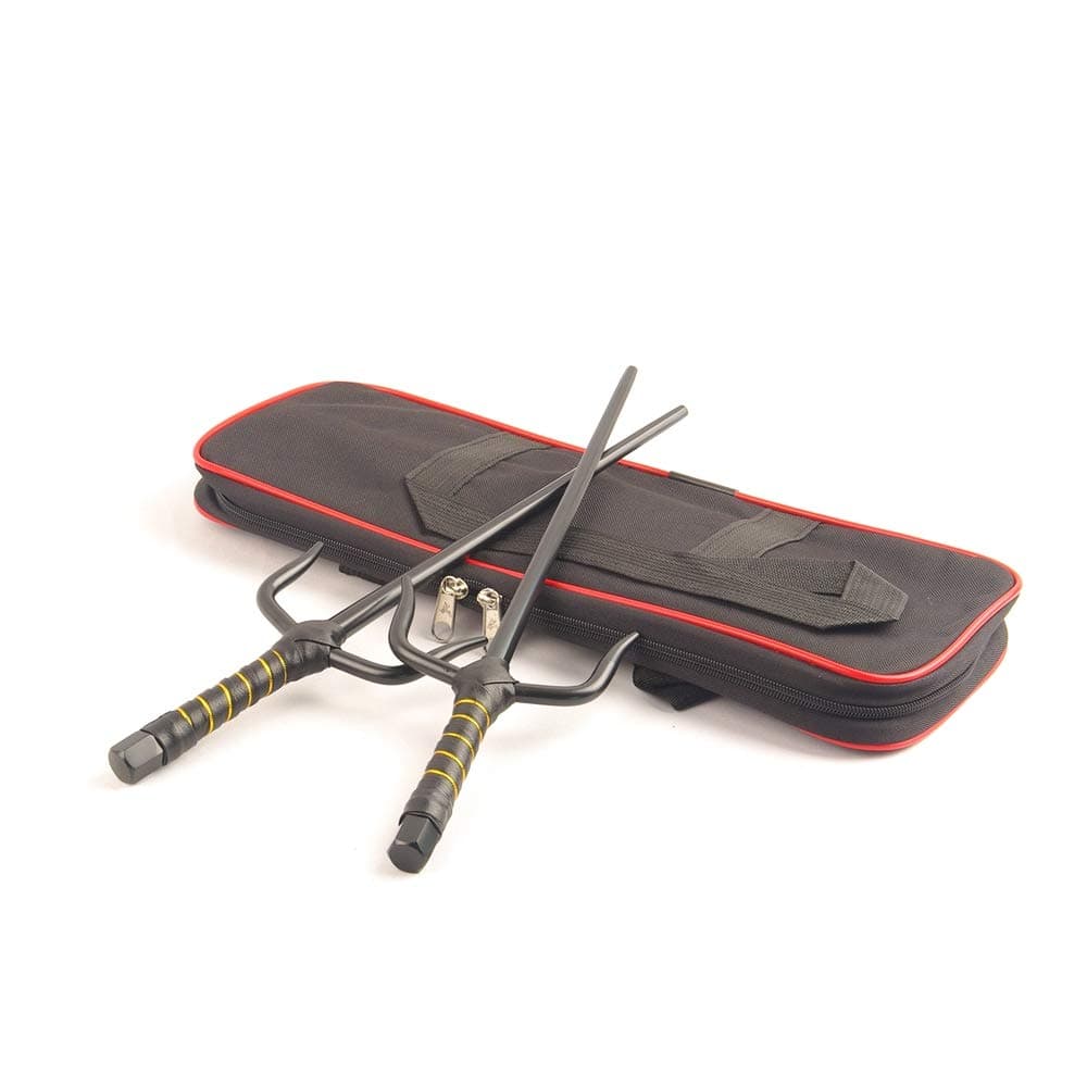 Octagon Metal Martial Arts Sai Multi Size(Black and Silver) (Black, 19"&Case)