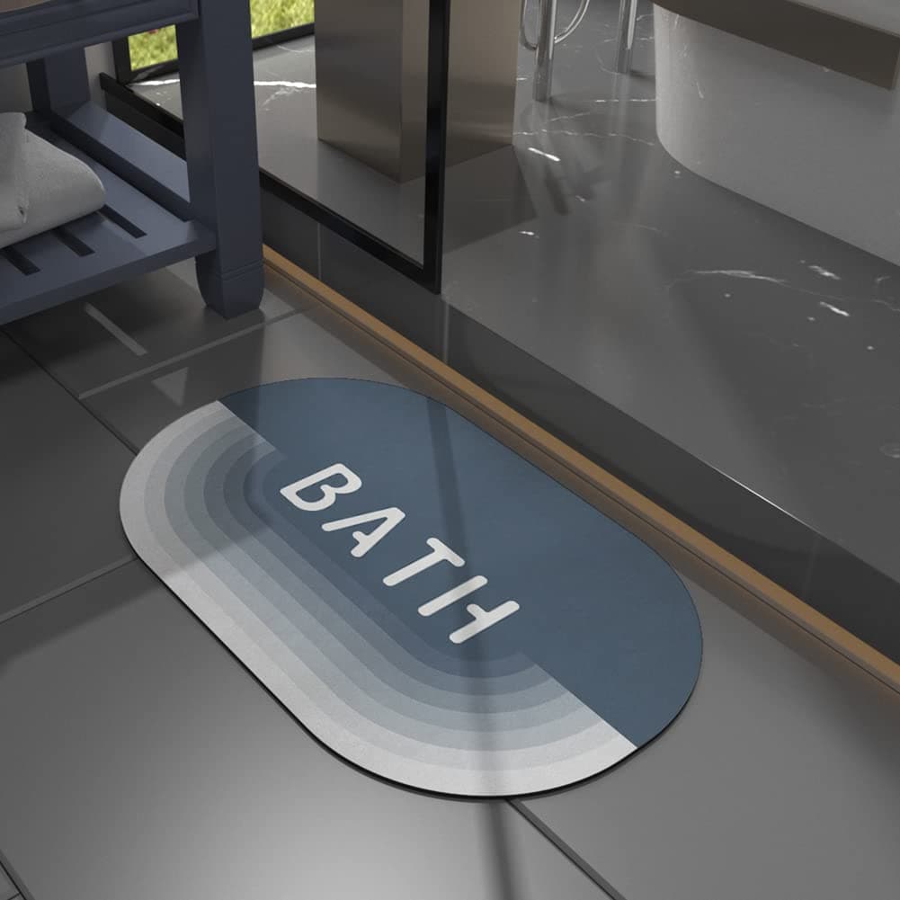 Bathroom Mat Rug Super Absorbent Floor Mat with Rubber Backing Quick Dry Bath Mats for Bathroom Non Slip Bath Rugs Thin Bathroom Rugs Fit Under Door - 19.7"x31.5", Blue