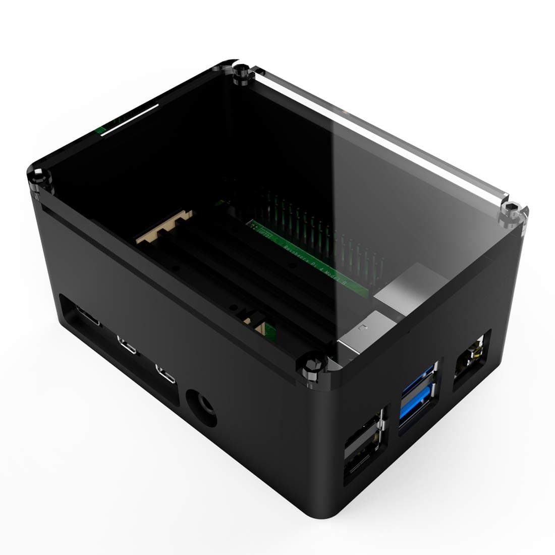 anidees Aluminum Heat Sinks Extra High Pi Case with Silicone Thermal Pad for Raspberry Pi 4 Model B Black (AI-PI4-BB-PRO-H)