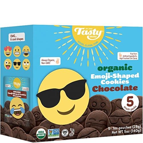 Tasty Brand Organic Emoji-shaped Cookies, Chocolate, 5 Ounce