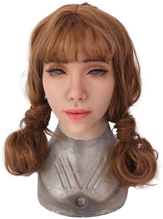 EQAIWUJIE Kathy Female fake Face Realistic Silicone fake Head for Crossdresser, Halloween Decoration, Parties, Fall Festival
