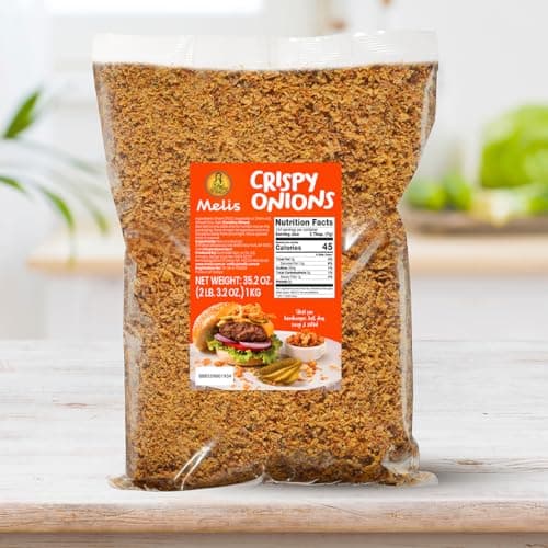 Melis Crispy Fried Onions XL Jumbo 2.2 Pound Bag - Gourmet Quality, All Natural, Crunchy For Salads, Burgers, Potoates & More
