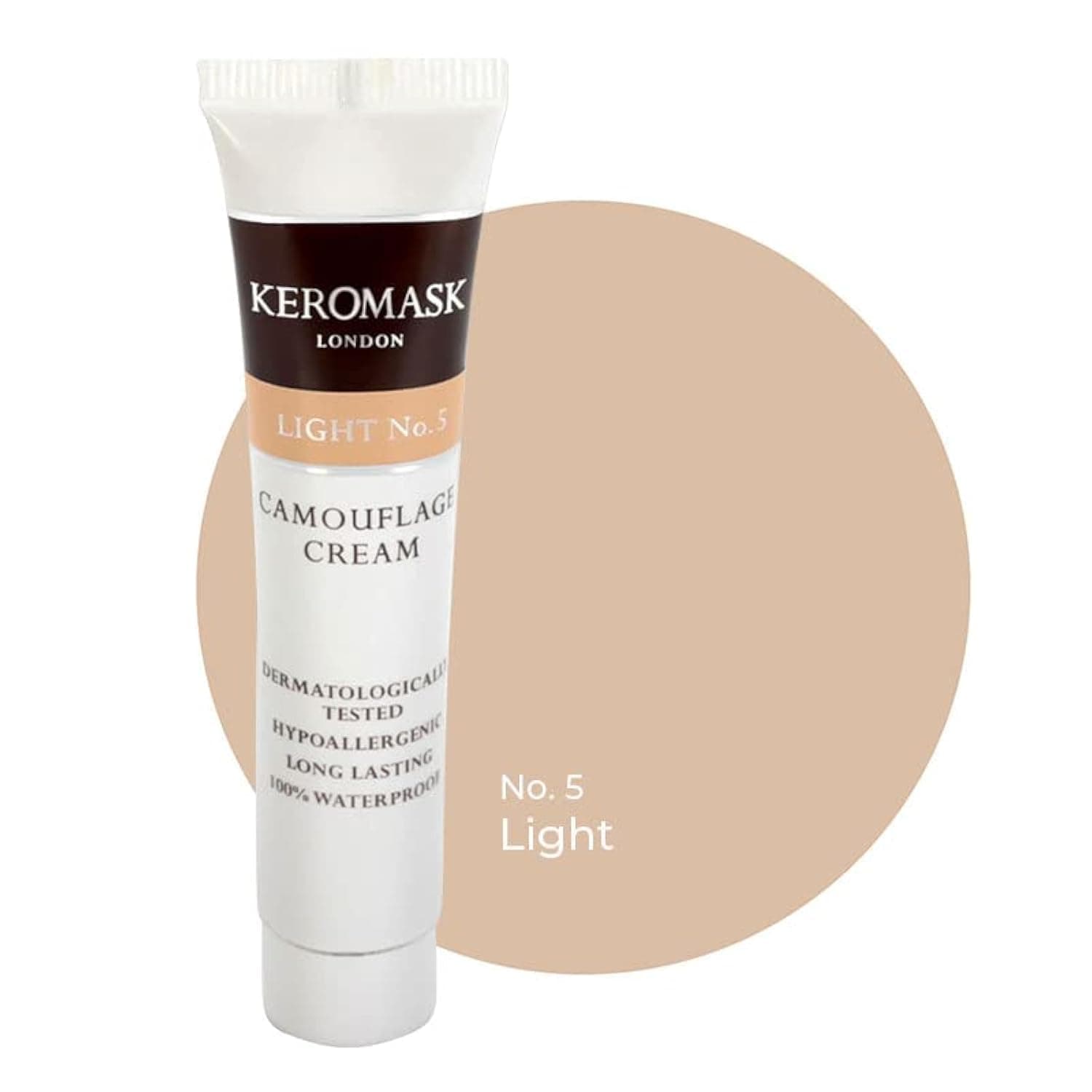 Full Coverage Hypoallergenic Concealer Shade LIGHT No 5 to Camouflage Vitiligo, Tattoos, Redness and Rosacea, Waterproof and Suitable for All Skin Types 1 x 15ml