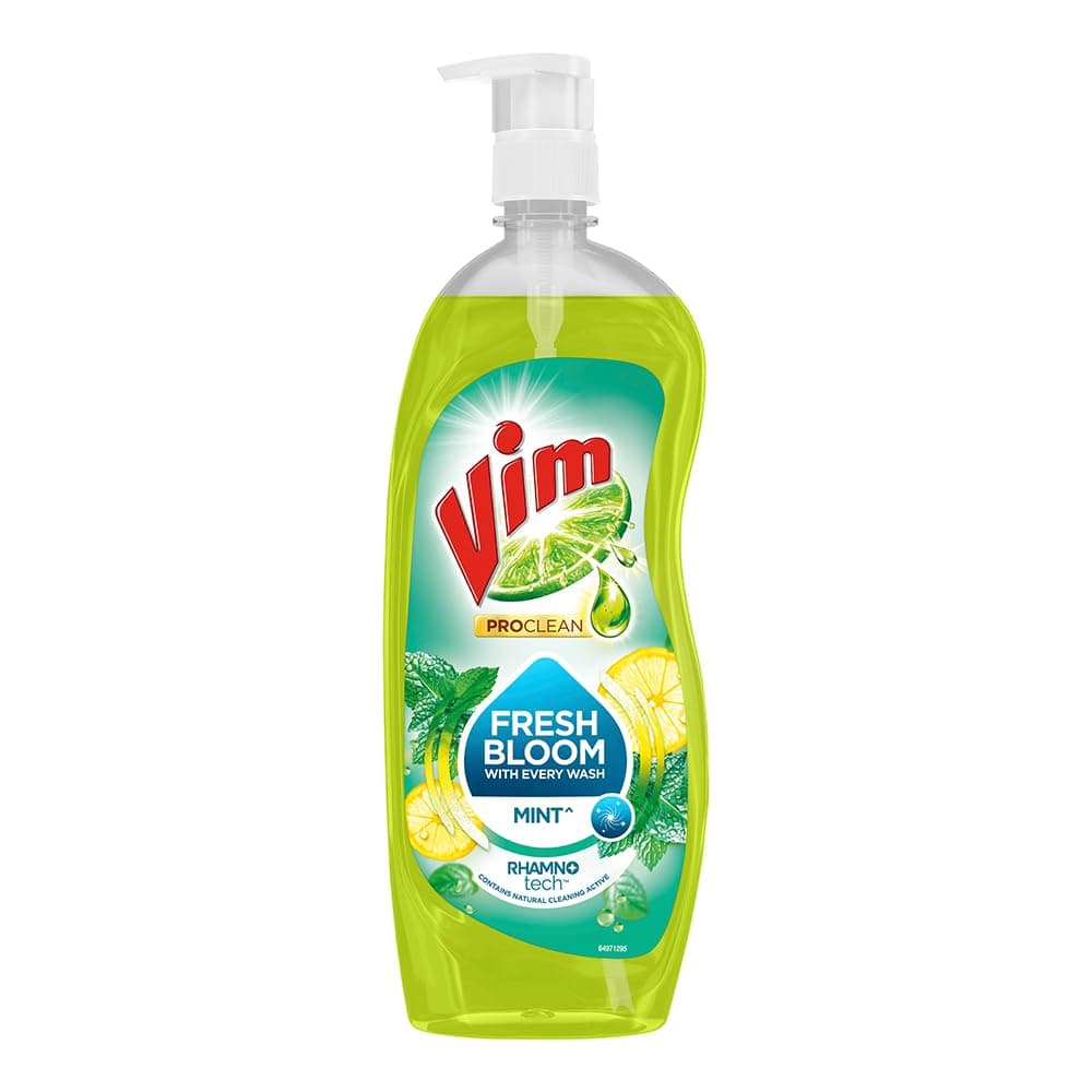- Vim ProClean Dishwash Liquid with Mint powered by RhamnoTech™, Fresh Bloom with Every Wash, Removes Tough Grease and Odours, 700 ml
