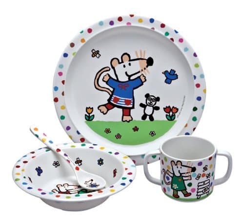 Petit Jour Maisy Mouse 4-Piece Melamine Eating Set - In the Garden Design