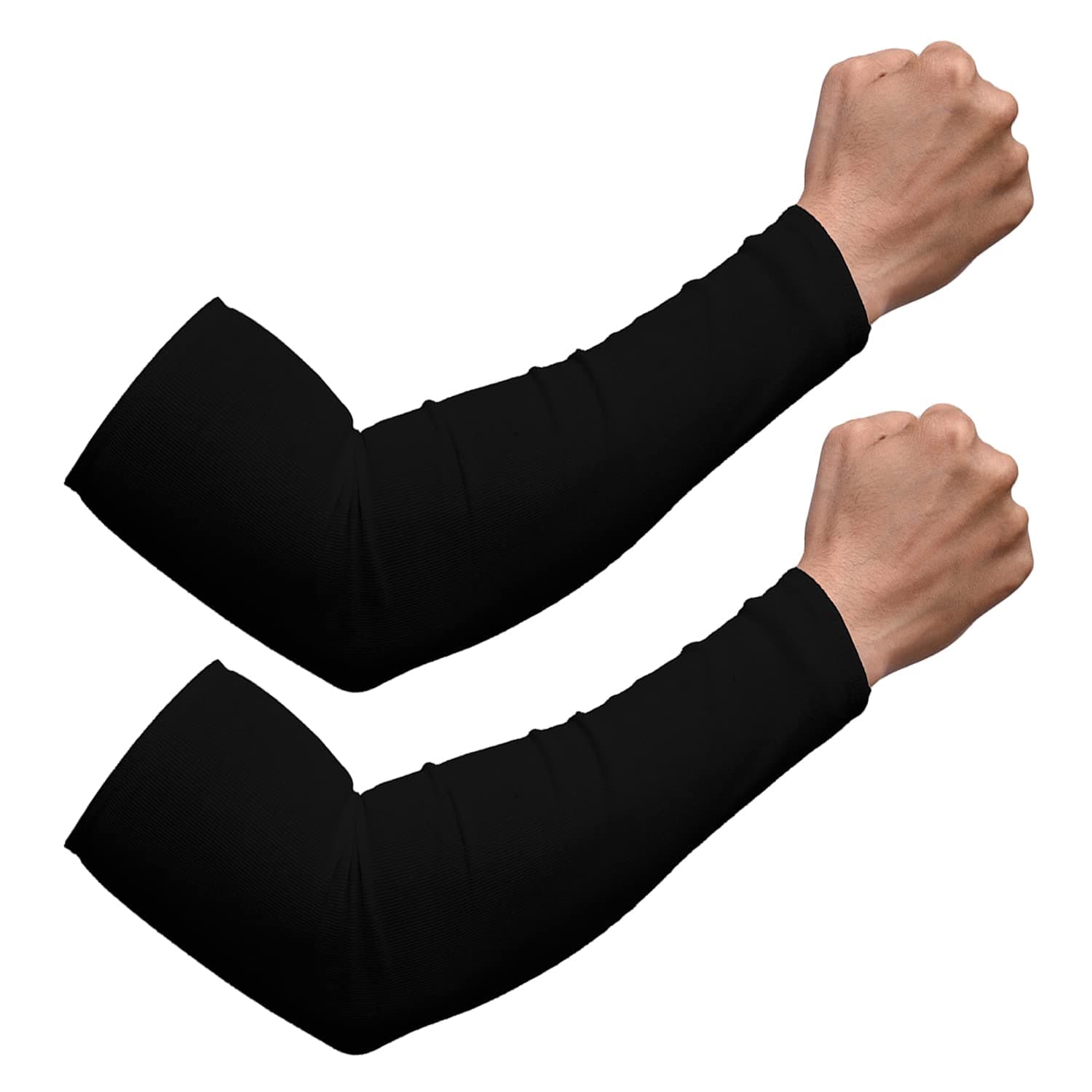 Kuber Industries Full Arm Sleeves | Cotton Summer Arm Sleeves | Protection from Sun Burns | Dust | Unisex | Black | Size 2