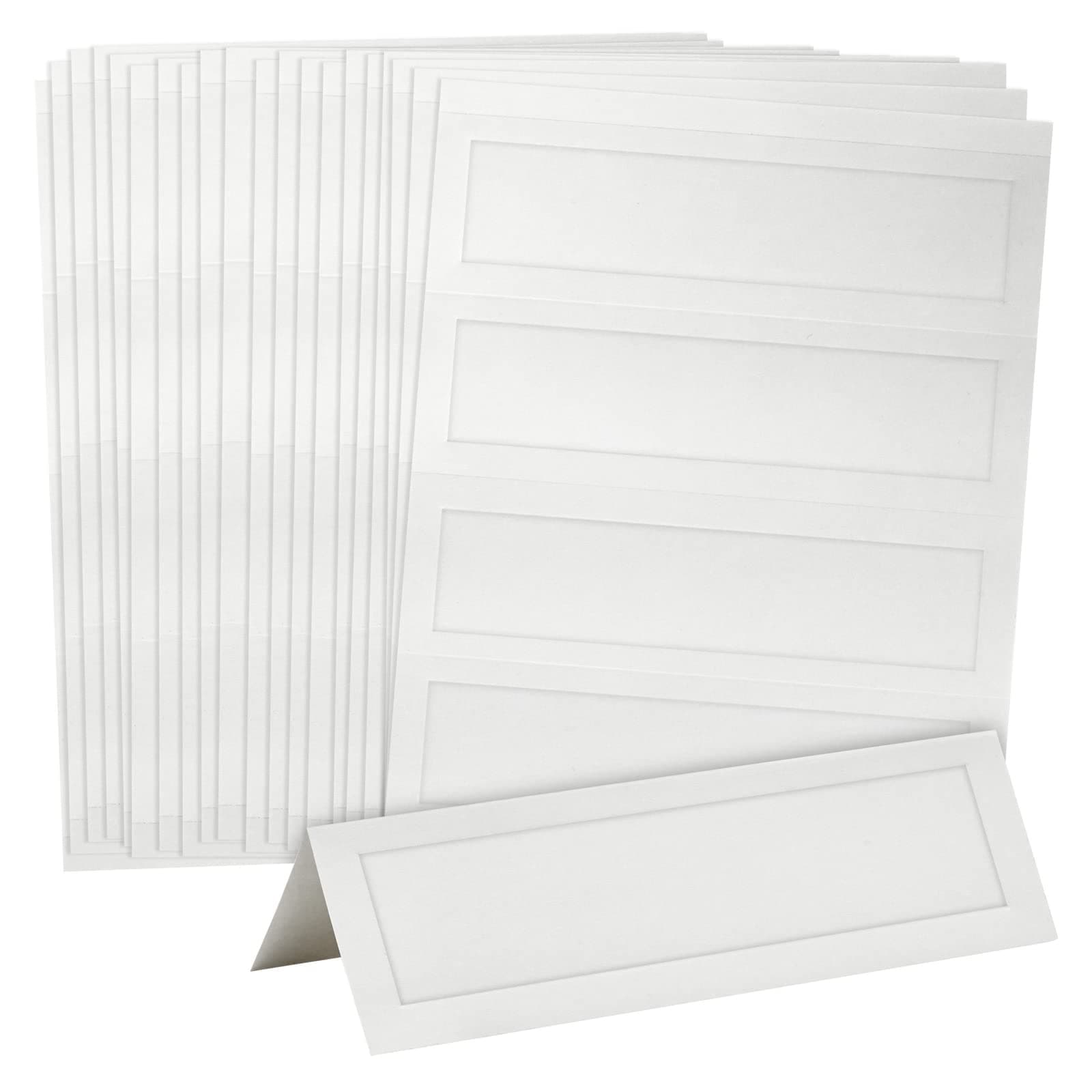 Sustainable Greetings Table Tents - 2.5 x 8 In, White, 120 Pack, 180 GSM Cardstock - Printable Seating Place Cards & Name Tents for Wedding & Event Tables - Easy Fold Tented Placecards