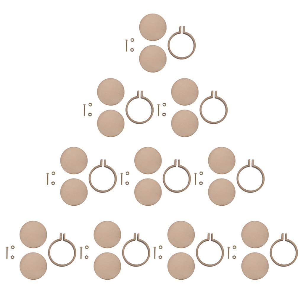 10 Pieces Mini Wood Hoops Punched for Cross Stitch Round Embroidery Hoop Frame Cross Stitch, Arts, DIY Crafts Tool (L - 5.7cm*5cm,External Dimension)