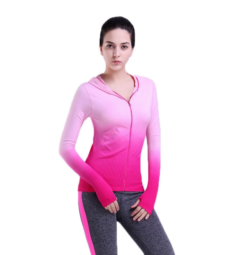 Omysi Yoga Hoodie Women’s Quick Dry Running Gradient Top with Pant - Very Small