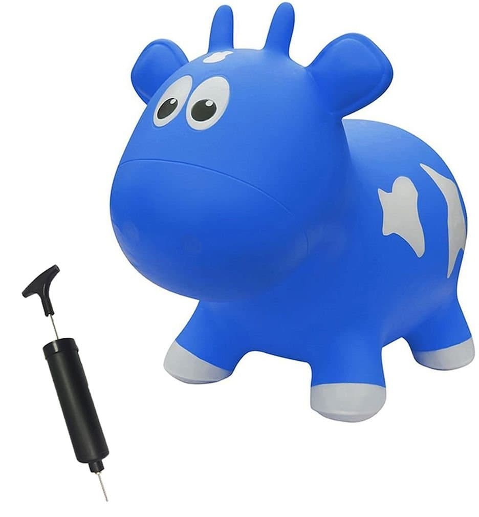 Award Winning Inflatable Toddler Safe Bouncing Blue Cow Plus Pump
