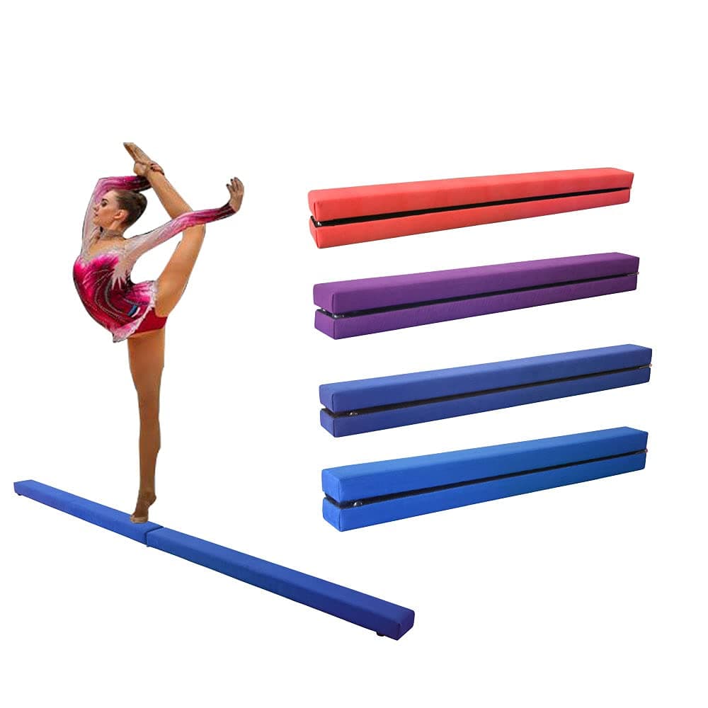 Dripex Folding Gymnastics Balance Beam 7FT Kids Training Beam Faux Suede for Home Gym Exercise