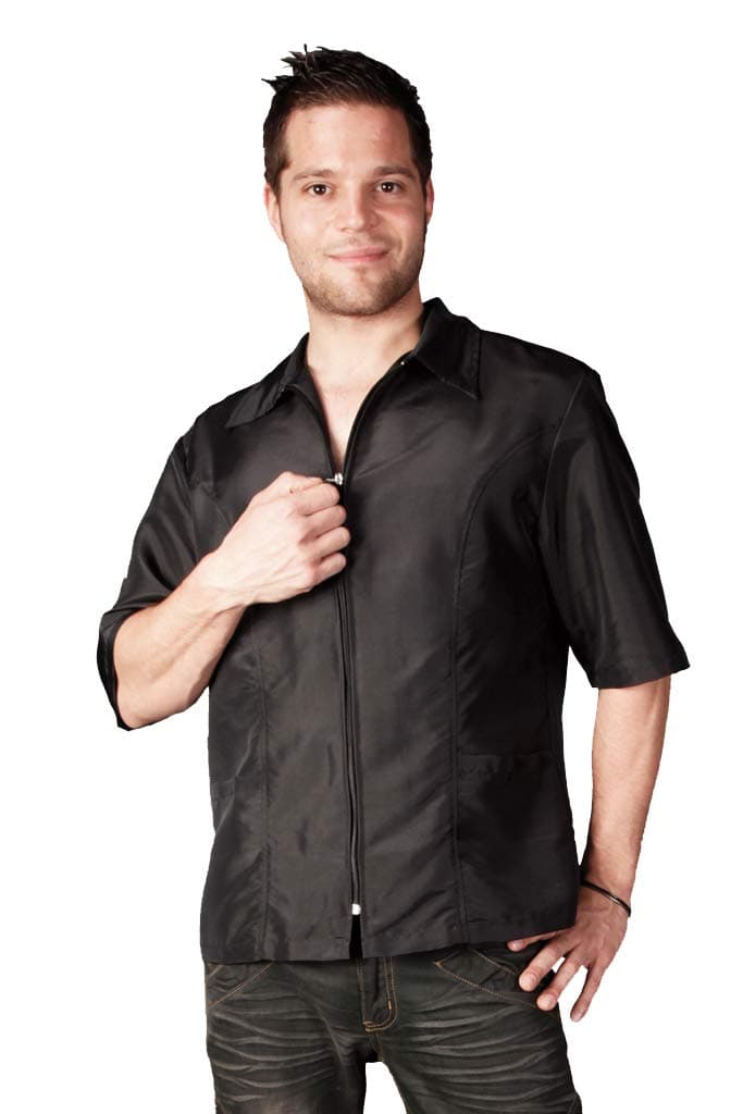 Ladybird Line Black Front Zipper Groomer Jacket Ideal for Pet Groomers Hair Resistant and Water Resistant Sizes (S-4XL)