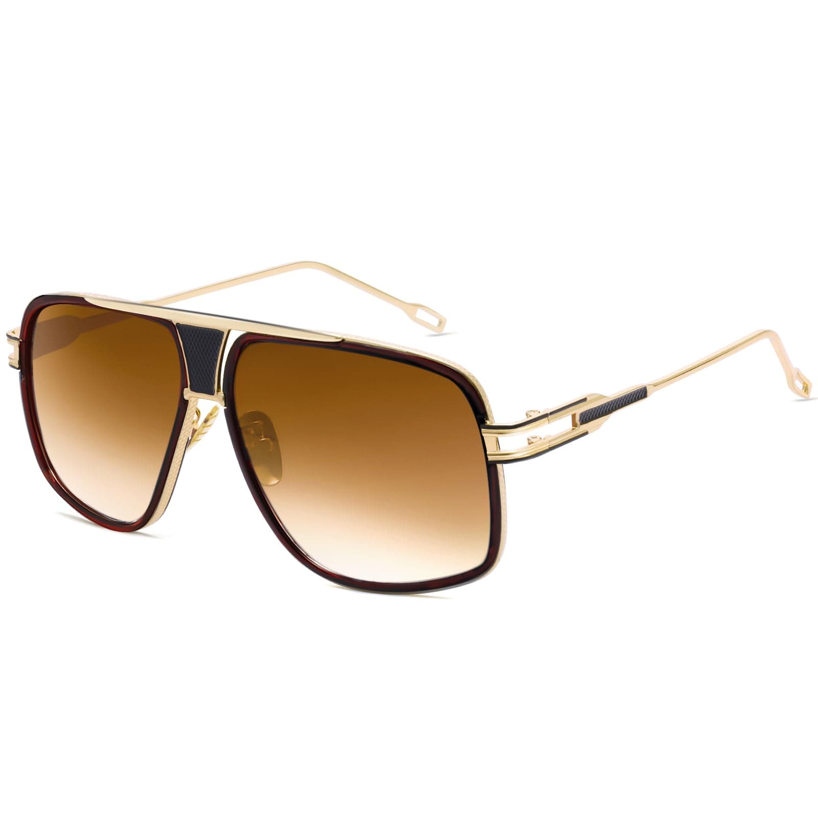 Oversized 70s Aviator Sunglasses for Men Disco Sun Glasses Cool Designer Tinted Shades Gold Alloy Frame