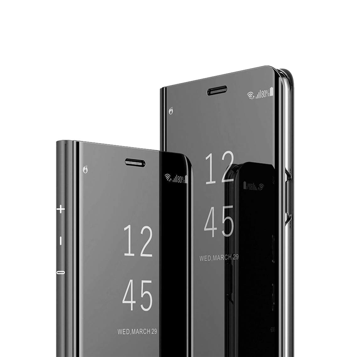 Flip Case for Samsung S9 Plus Mirror Design Clear View Bookstyle Protecter Shell With Kickstand Cover for Samsung Galaxy S9+. Flip Mirror: Black
