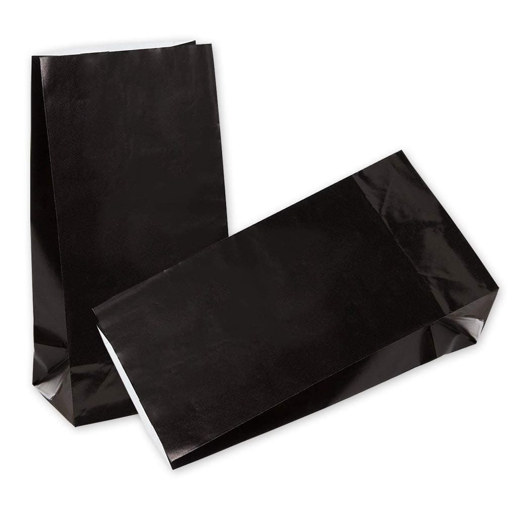 KEYYOOMY 100 CT Small Black Paper Bags Black Party Goodie Bags Party Favor Bag Paper Lunch Bag (100 CT, 3.1 X 5.1 X 9.4 In)