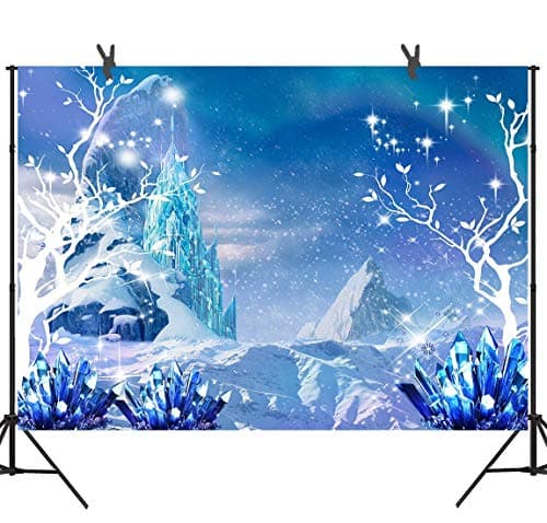 STS 9x6ft Blue Ice Snow Castle Backdrop Fairytale Winter Princess Birthday Baby Shower Girls Personalized Name Photography Backdrop LYST433