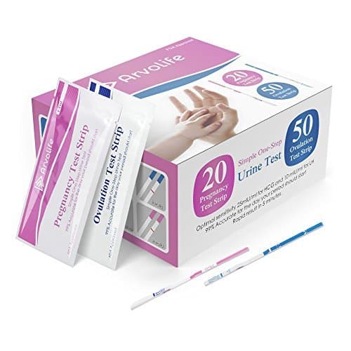 Ovulation Test Strips and Pregnancy Test Strips Kit Arvolife Reliable 50 LH Tests and 20 hCG Tests OPK Ovulation Predictor Kit Combo (50 LH + 20 HCG)