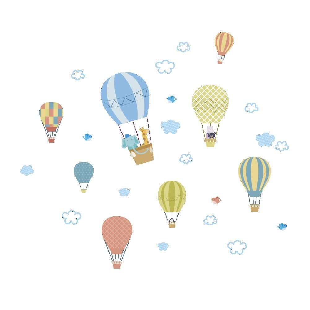 Wall Sticker, Hot Air Balloon Clouds Pattern Sticker DIY Art Decals for Kids Nursery Bedroom Living Room Decor