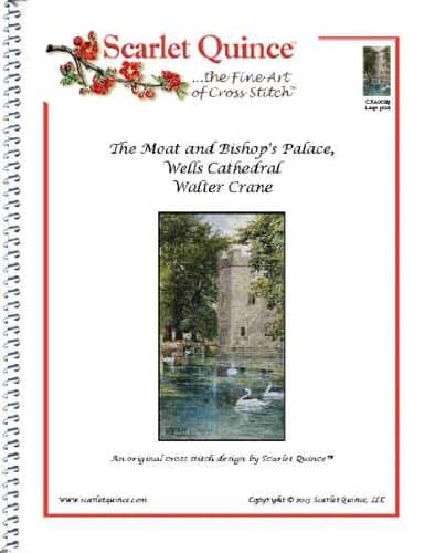 Scarlet Quince CRA002lg The Moat and Bishop's Palace, Wells Cathedral by Walter Crane Counted Cross Stitch Chart, Large Size Symbols