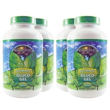 4 Bottles Ultimate Gluco-Gel 240 Capsules Each Youngevity Glucosamine Sulfate 500mg Joint Support (Ships Worldwide)