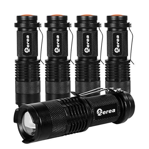 5 Pack Ultra-Bright LED Tactical Mini Flashlights, High Lumens Zoomable LED Handheld Flashlights with 3 Lighting Modes - Best for Emergency, Hiking, Outdoor and Camping, ZEREA(Black)