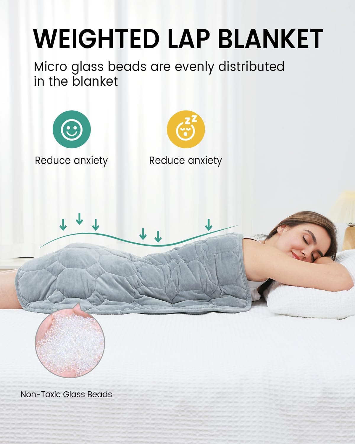 immtree Weighted Lap Blanket 7lbs for Adults, Small Weighted Blanket for Travel, Calming, Relaxing, Sleeping and Napping, All-Season Weighted Lap Pad, Machine Washable, Grey 24x29 inches