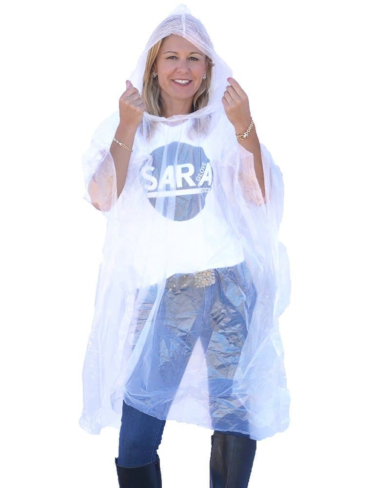 Sara Glove Emergency Disposable Rain Ponchos 8 Colors - (Sold in 5, 10, 30, or 200 Packs)
