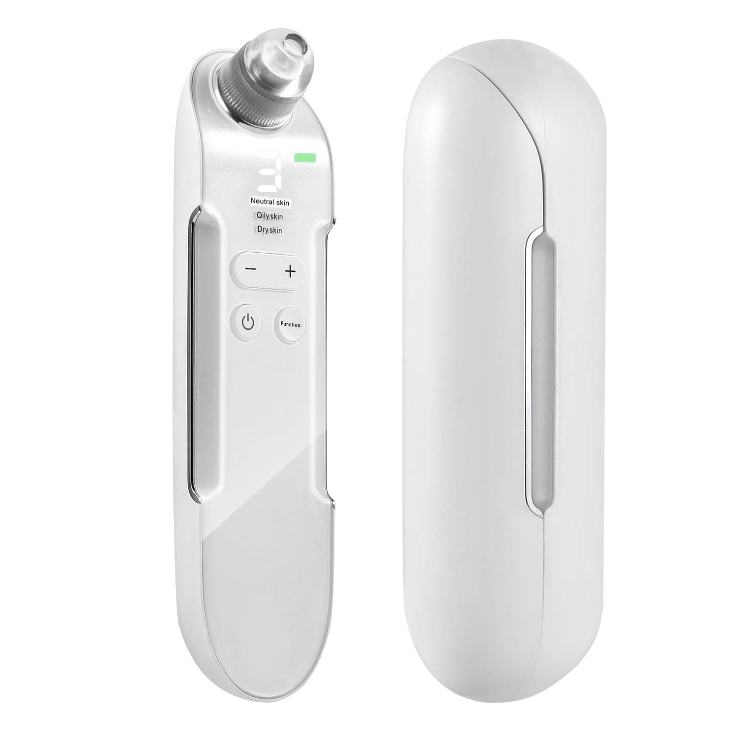 Blackhead Remover, blackhead extractor rechargeable blackhead vacuum cleaner with magnetic storage base, 4 replaceable vacuum tips and 3 modes: neutral, oily, dry skin, for facial pore vacuum (white)