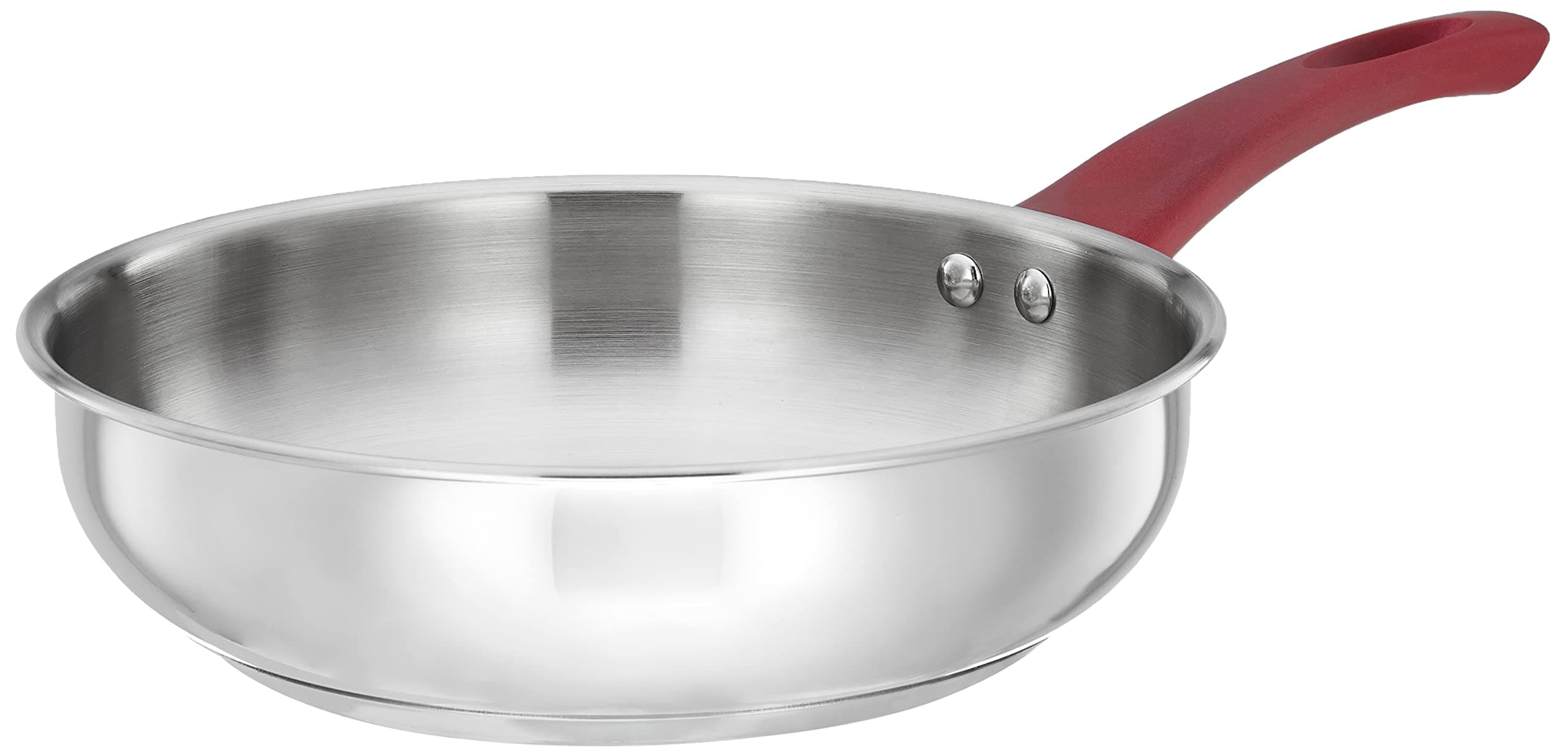 Amazon Brand - Solimo Stainless Steel Heavy Bottom Fry Pan | Three Layer Impact Forged Bottom for Durability | Premium Look with Soft Touch Handles and Knob, 24 cm|Induction and Gas Stove Compatible