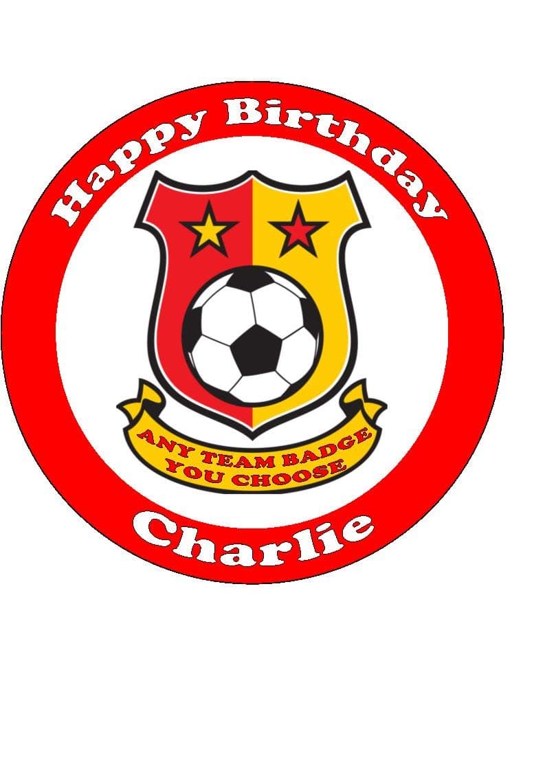 Choose Your Football Team Personalised Easy Peel Cake Topper Round (Badge only)