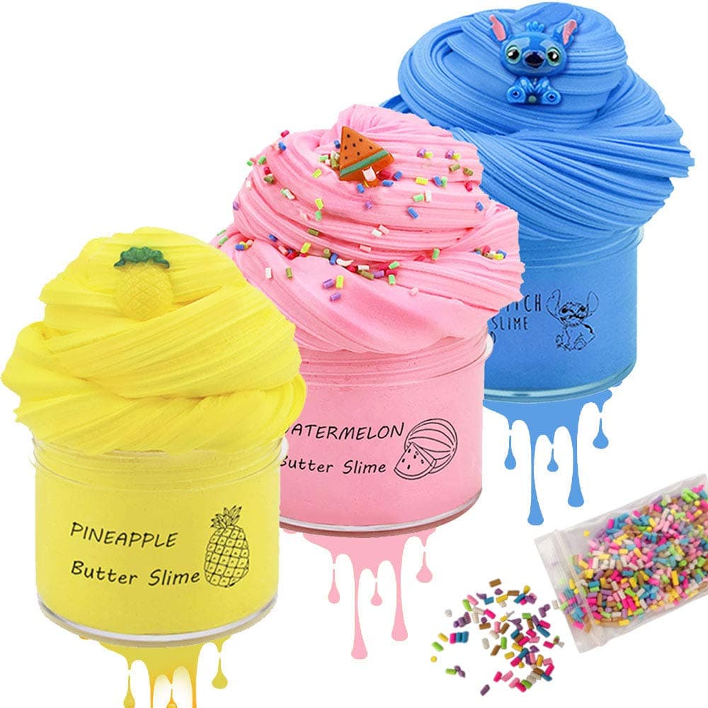Dorothyworld 3 Pack Upgrade Scent Slime Including Stitch Slime, Pineapple Slime, Watermelon Slime,Super Soft and Non-Sticky DIY Sludge Toy for Kids