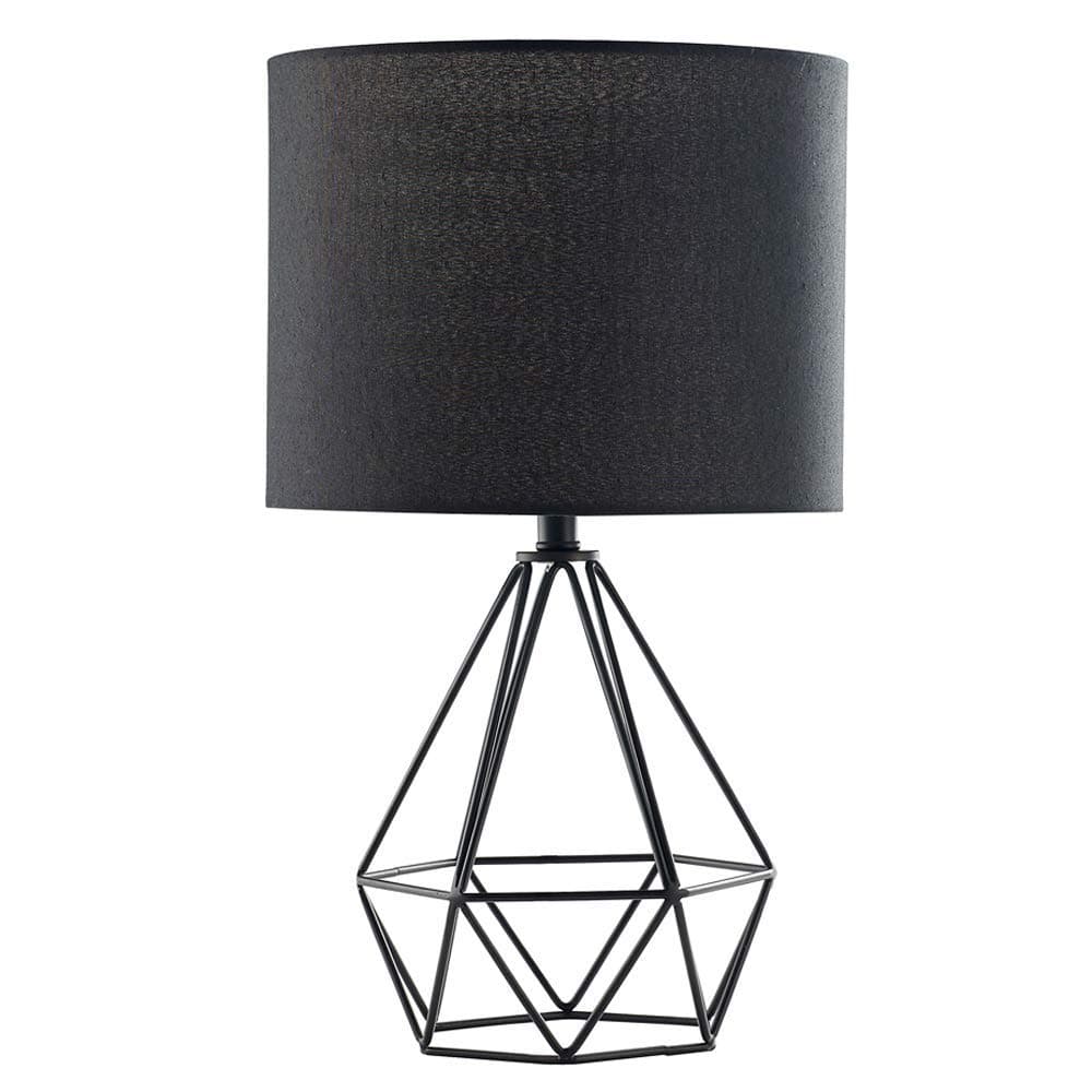 SEVETILKA Elegant Design Black Hollowed Base Black Fabric Lampshade Bedside Table Lamp,Table Lamps for Livingroom Bedroom