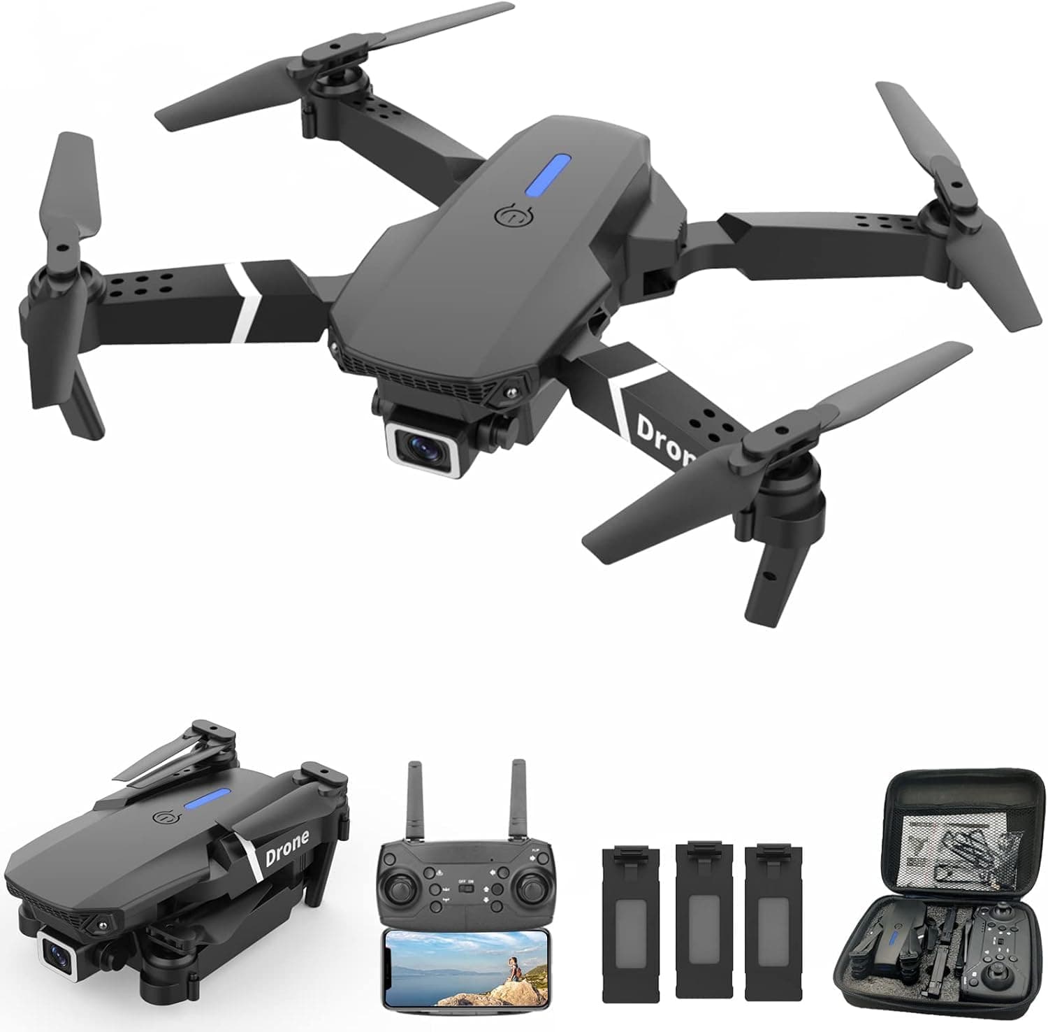 Wipkviey T25 Drone with Camera 1080p, Mini Foldable Drone for Beginners, RC Quadcopter for Adults, Includes 2 Batteries, FPV WiFi, 3D Flips, Altitude Hold, One-Key Take off/Landing