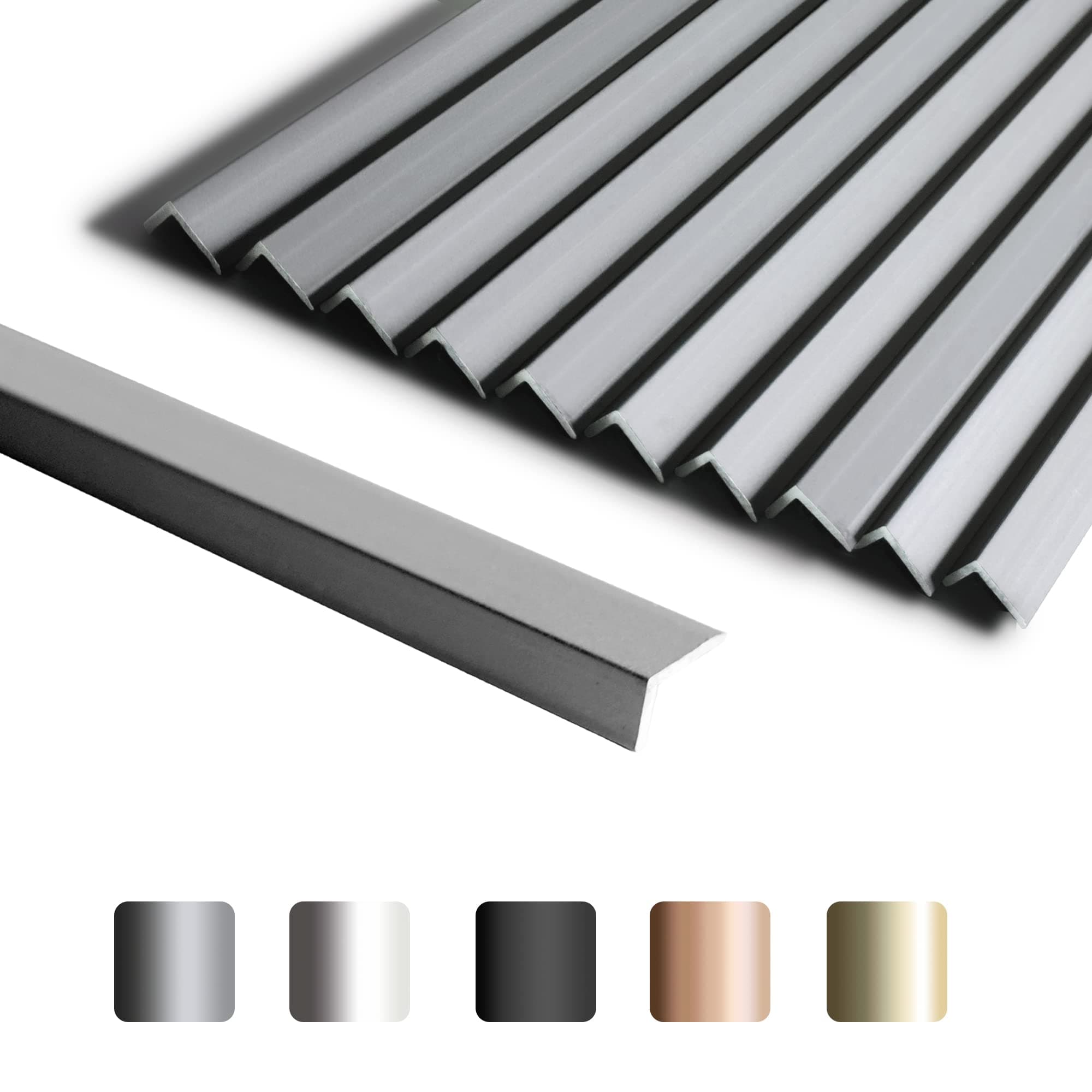 sunwings10-Pack 12 Inch Peel and Stick Aluminum Tile Trim, Decorative Kitchen Backsplash Trim Edge, Self Adhesive Tile Liner Matte Gray Medium