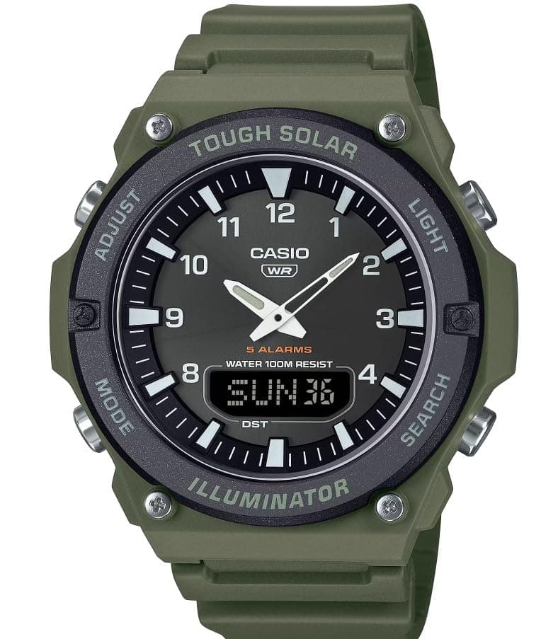 Casio AQ-S820W Series | Black/Green | Tough Solar | World Time | LED Illuminator | Ana-Digital Watch, Green
