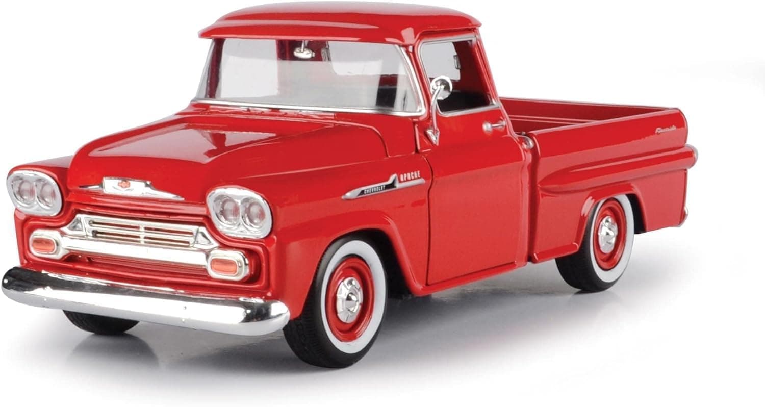 Motor Max 1:24 W/B American Classics 1958 Chevrolet Apache Fleet Side Pickup Diecast Truck RED