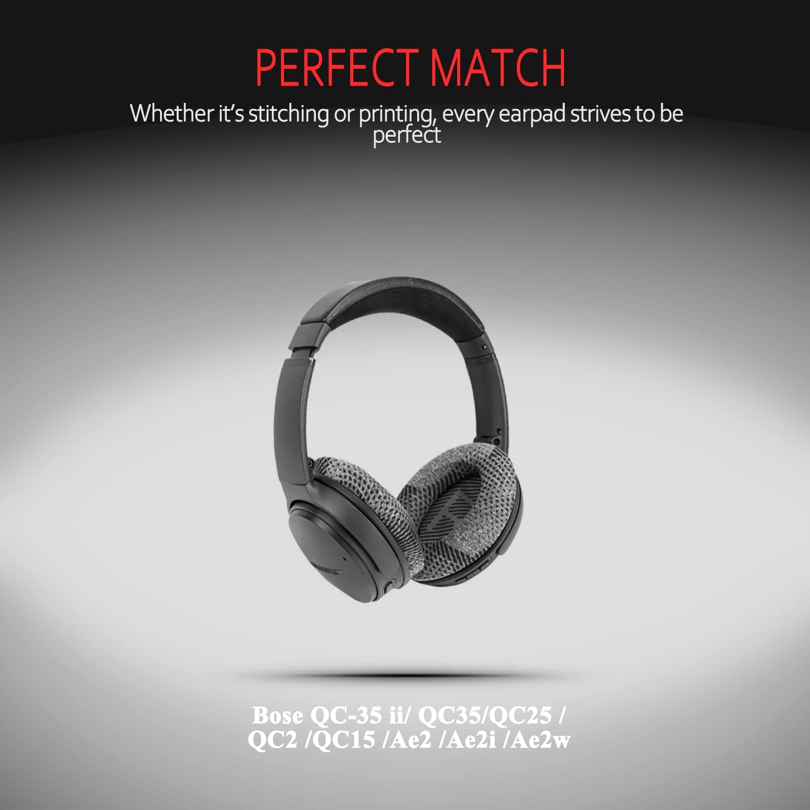 Krone Kalpasmos Instant-Chill Professional Bose Headphones Ear Pads, Fits Bose QuietComfort 35 ii /QC35 /QC25 /QC2 /QC15 /Ae2 /Ae2i /Ae2w /SoundTrue & SoundLink(Over-Ear), Cooling-Gel by – Black Scrim