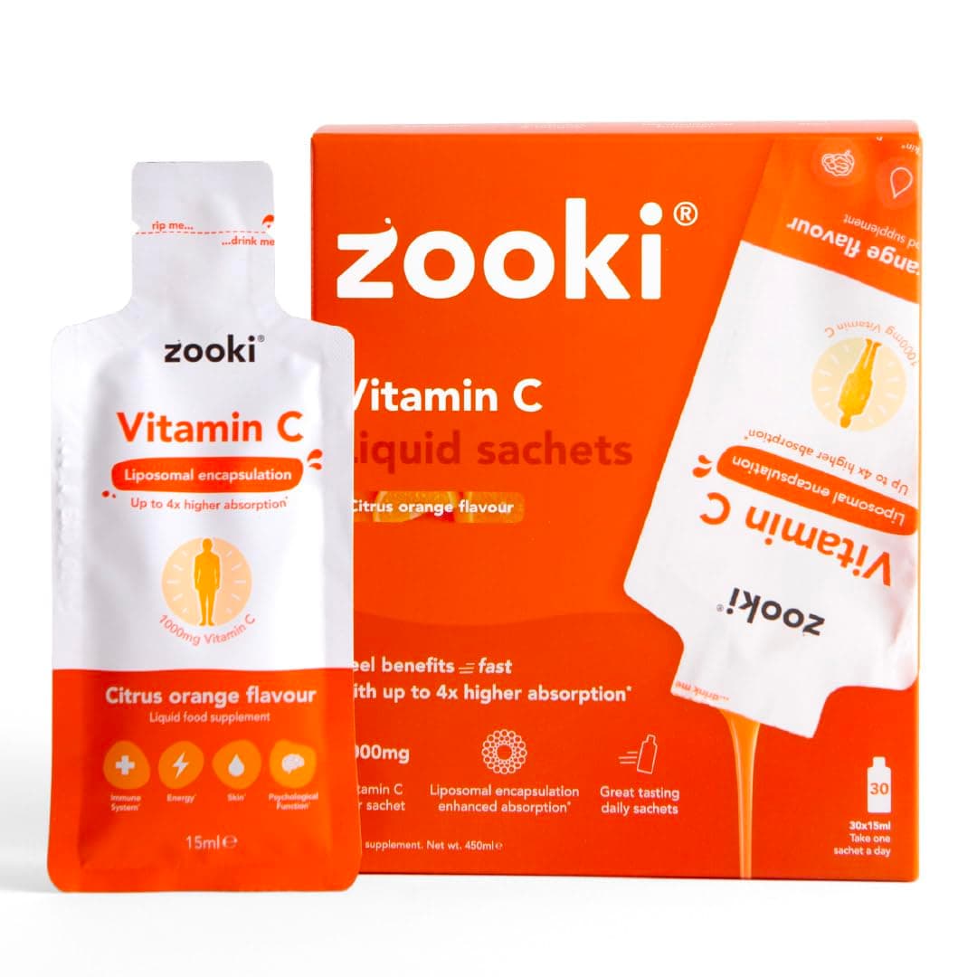 Zooki Liposomal Vitamin C 1000mg Liquid – 4X Higher Absorption – Great Taste, Sugar Free, Vegan – Alternative to High Strength Vitamin C Tablets – Immune System – Energy (Citrus Orange, 30 Servings)