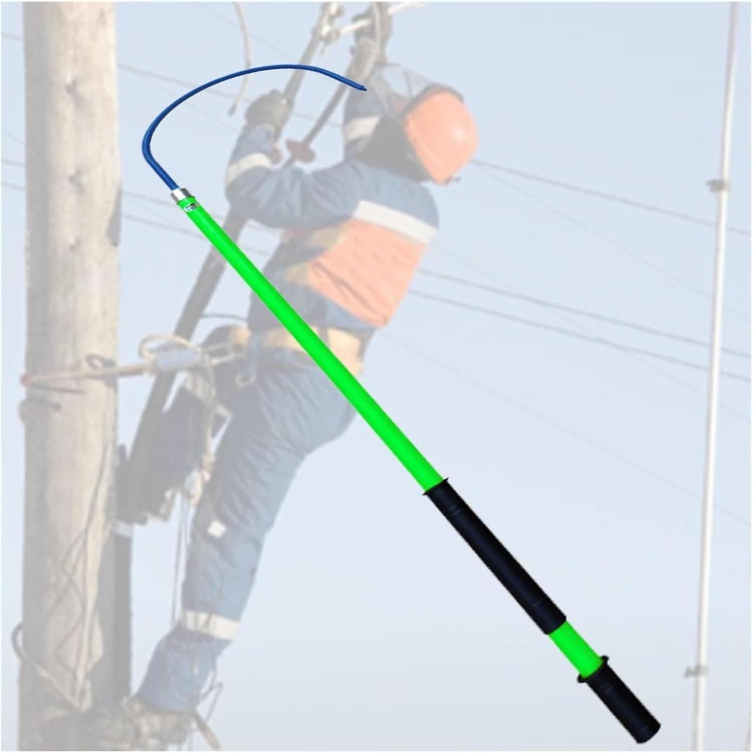 Electrical Safety Life-Saving Pole bar, Insulated Rescue Hook for High Voltage Electrical Work,Non-Conductive Body Pull Stick, Safety and Defense Tools for Emergency Care,Green-1.5m/4.9ft