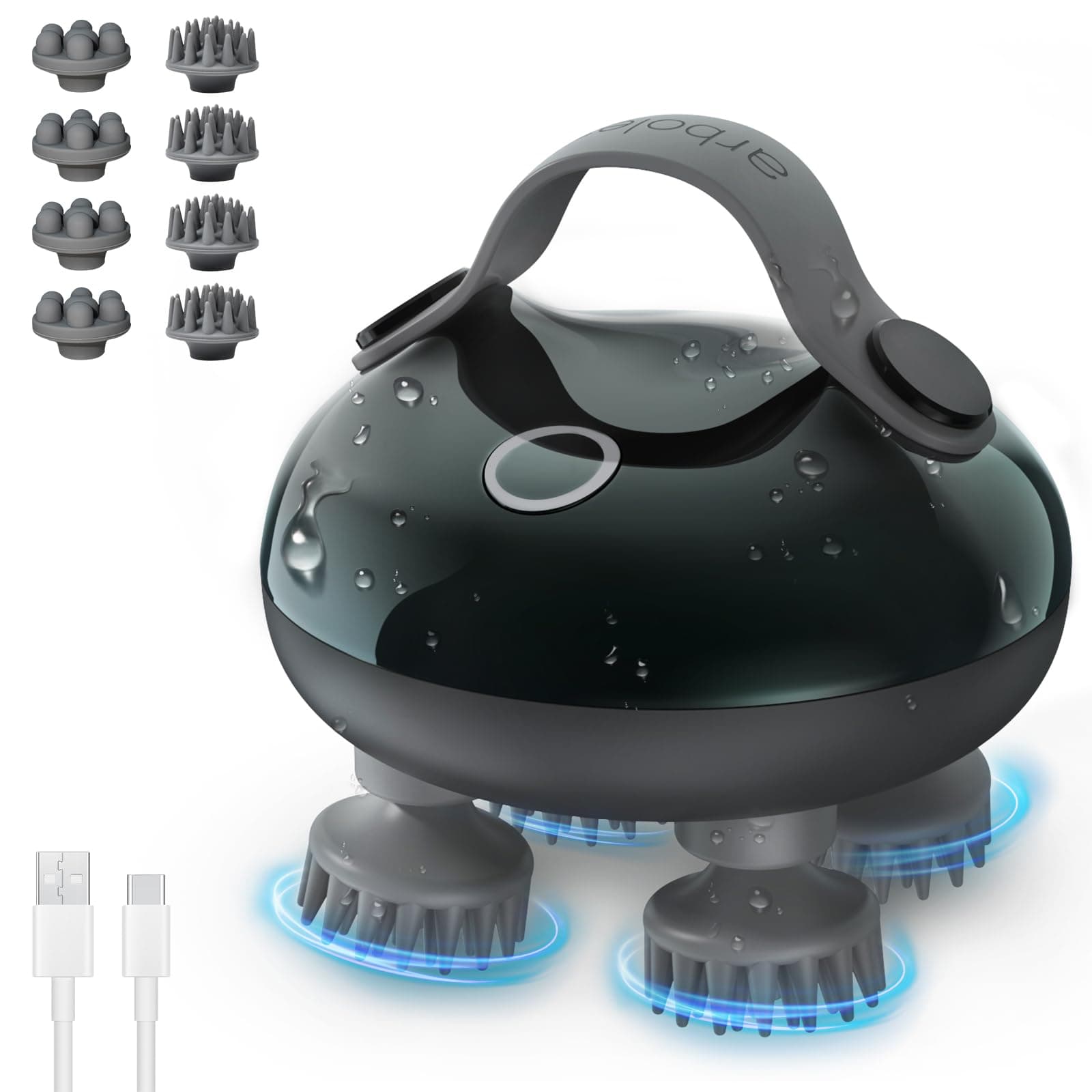 arboleaf Scalp Massager Electric, Portable Head Massager Scalp Stress Relax, Waterproof 6 in 1 Hair Massage with 8 Removable Claws, Rechargeable Hair Head Scratcher, Gifts for Her Him