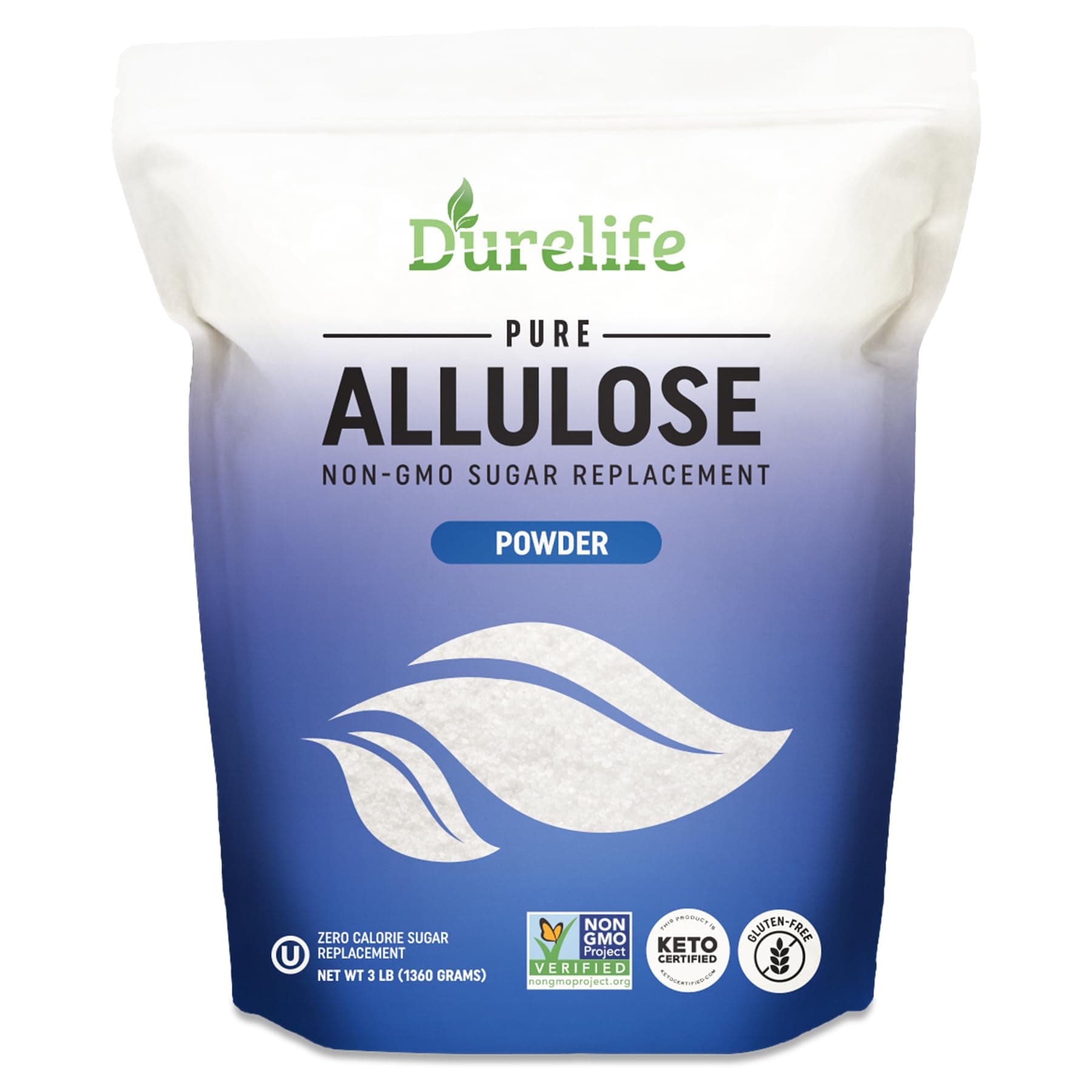 Allulose sweetener, 3 lb 100% Pure No Erythritol powdered Sugar Substitute, NON-GMO Project Verified, Keto Certified, OU kosher, No Fillers, Zero Calories sugar alternative 3 Lbs