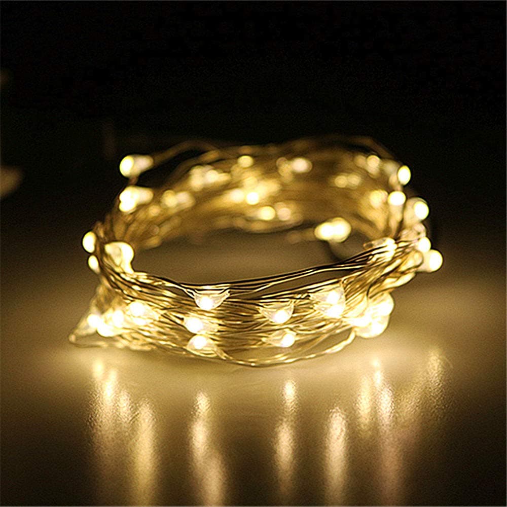 5M/16.5ft 50 LEDs String Lights, USB Powered Low Voltage Waterproof Starry Fairy LED String Lights for Indoor Outdoor Decoration - Silver Wire(Warm White)