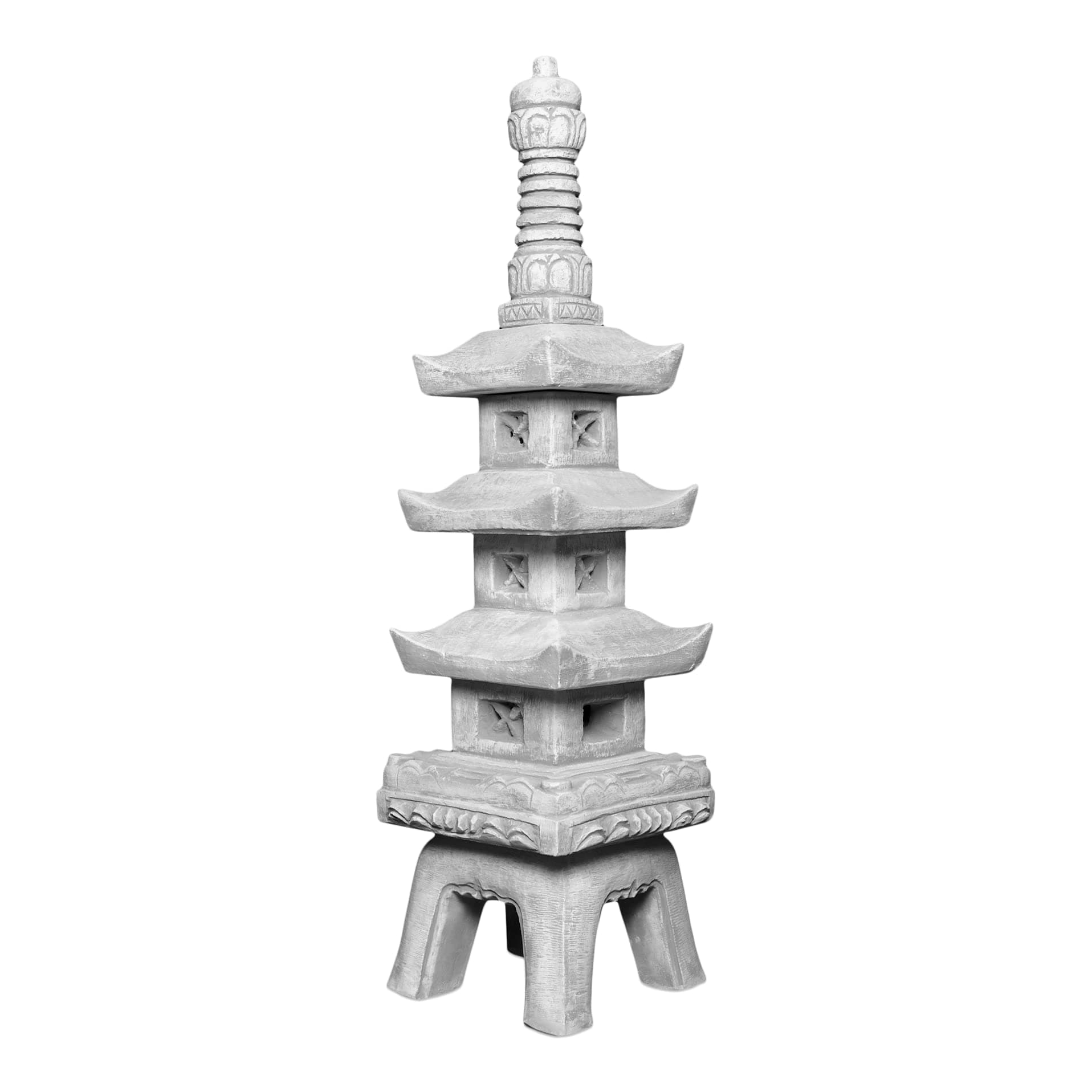 gartendekoparadies.de Japanese Pagoda Stone Lantern, H. 93 cm, 38 kg, Grey, Frost-Proof Cast Stone for Outdoor Use