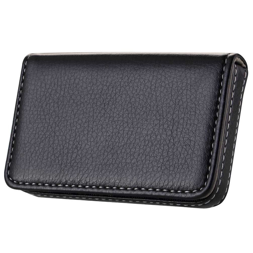 Wastar Stylish Business Card Case Holder Premium Pu Leather Name Card Holder Case with Supple Gift Bag (Ideal for Gift) - Black