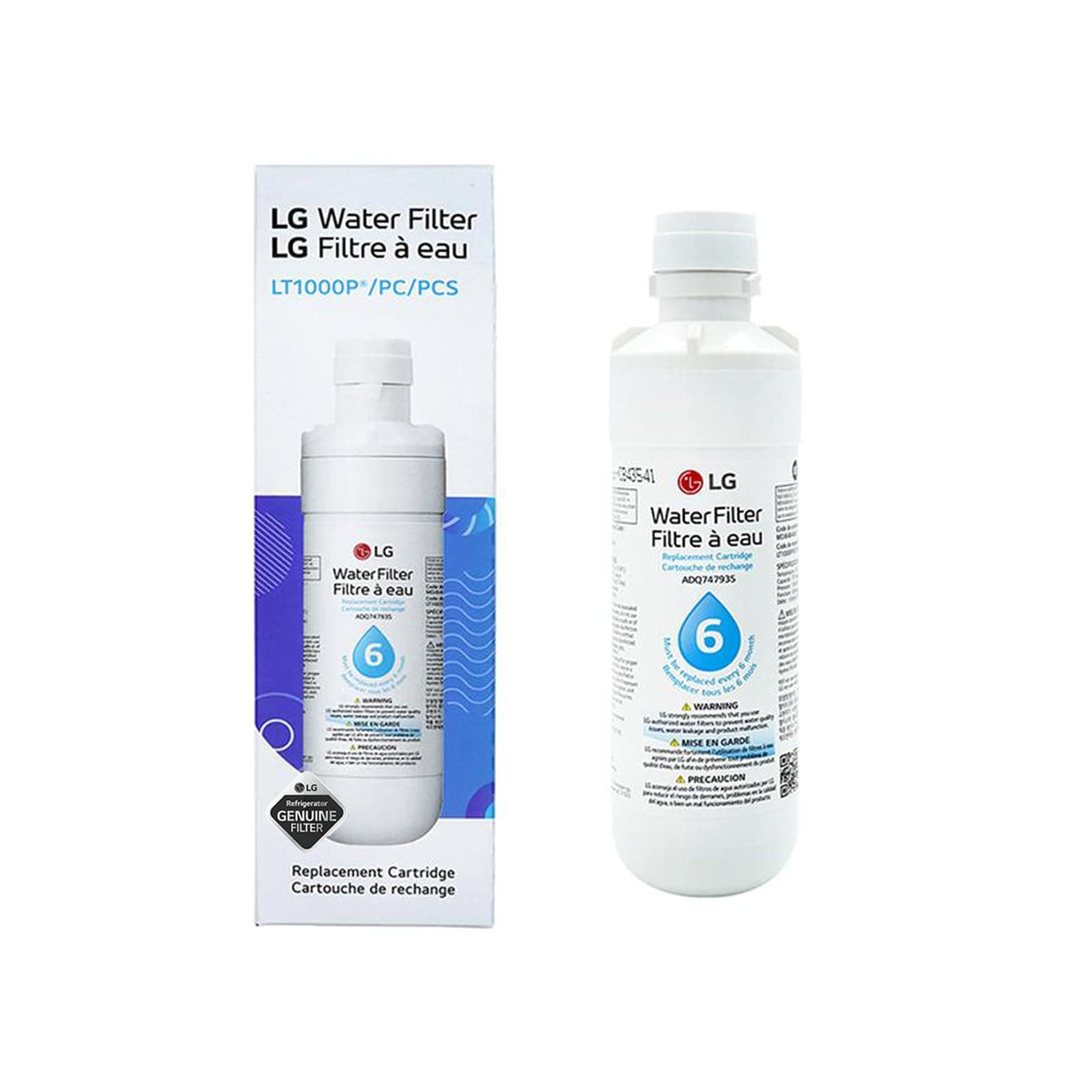 LG LT1000P - 6 Month / 200 Gallon Capacity Replacement Refrigerator Water Filter (NSF42, NSF53, and NSF401) ADQ74793501, ADQ75795105, AGF80300704, or AGF80300705 White